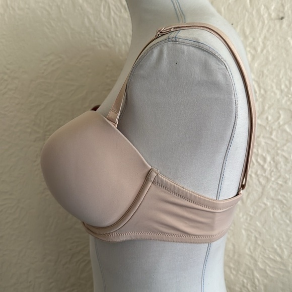 Victoria’s Secret Pink Wear Everywhere Strapless Push Up Bra 36D Nude Beige - Picture 4 of 11